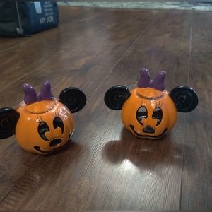 Mickey and Minnie pumpkin tea light candle holder